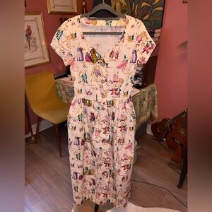 Adorable vintage 90s handmade musical dancing rabbits midi dress. Size small.